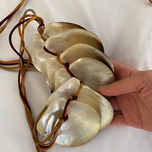 Vintage Women’s 1980’s Colorful Abalone Shell Belt Seashore Beach BOHO Nylon